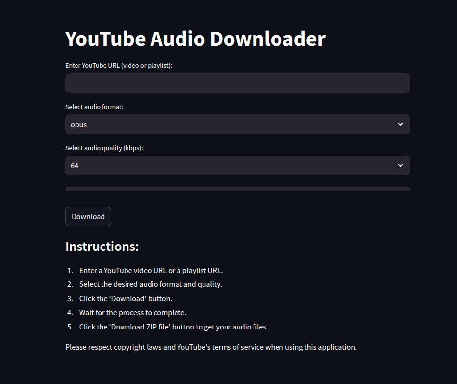Youtube Playlist to audio Downloader